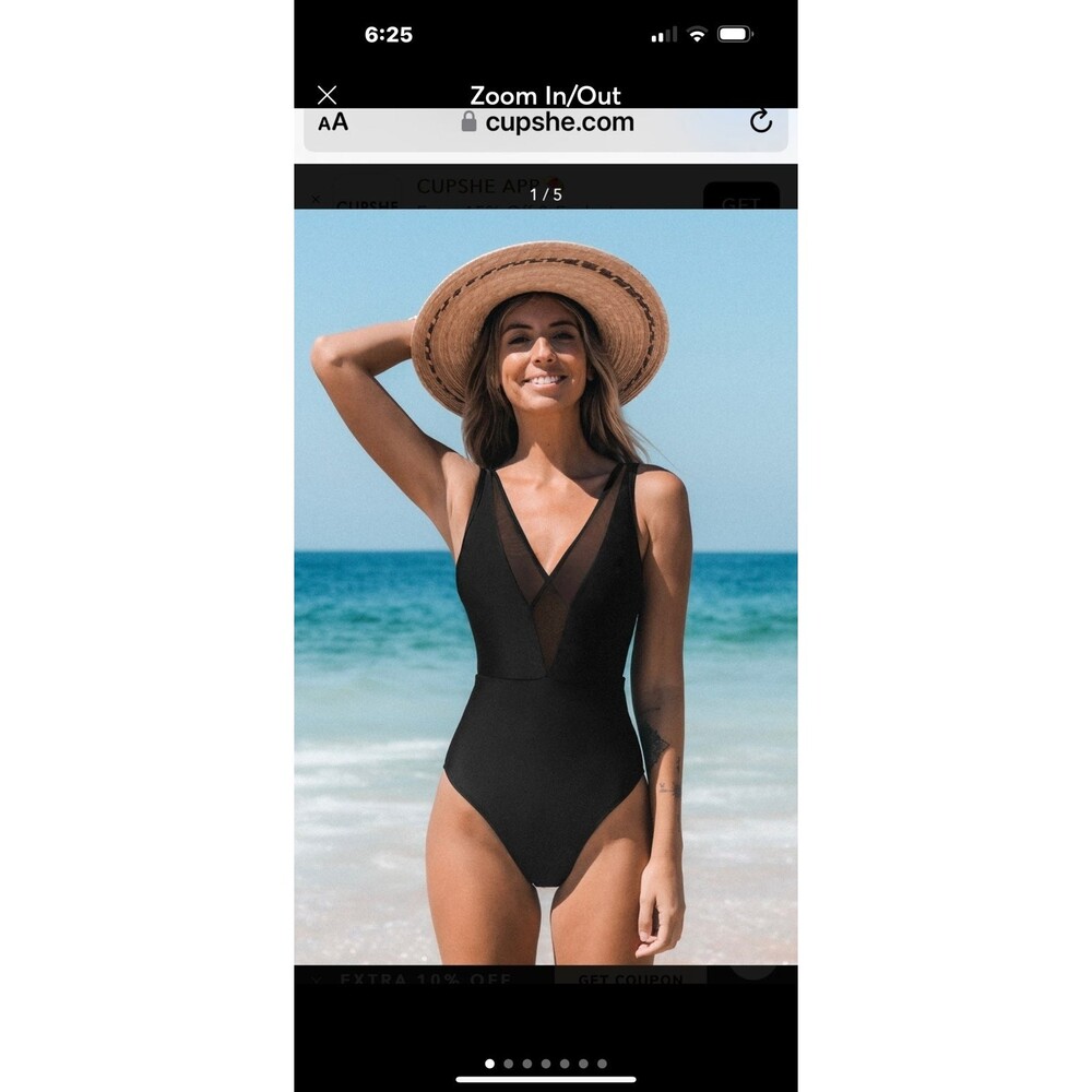 Cupshe one piece black bathing suit  NWT large